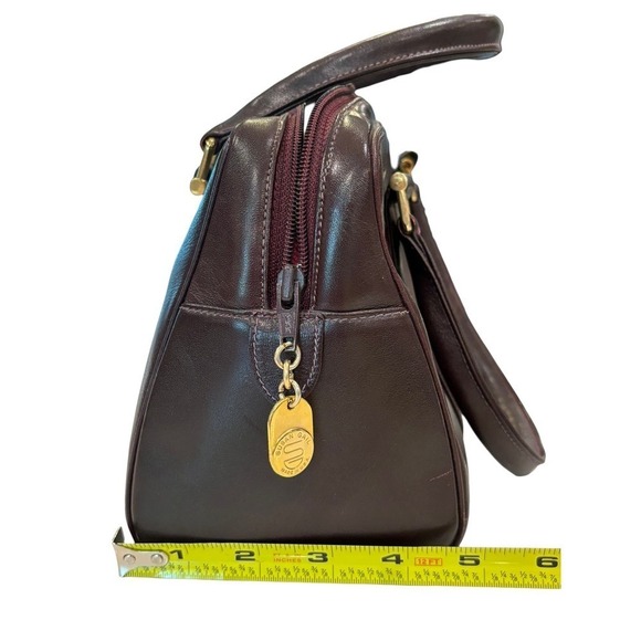 Susan Gail Vintage Burgundy/Oxblood Leather Two-Handle Zip-Top Satchel Handbag - Picture 6 of 11